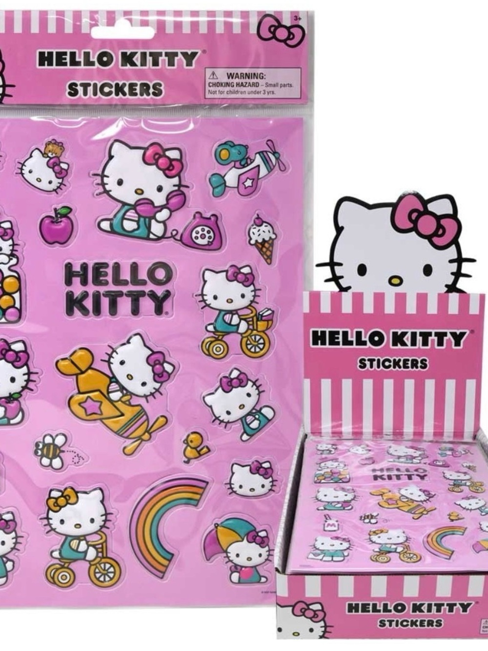 New! Sanrio Pink Hello Kitty Raised Stickers Sheet & Display Box